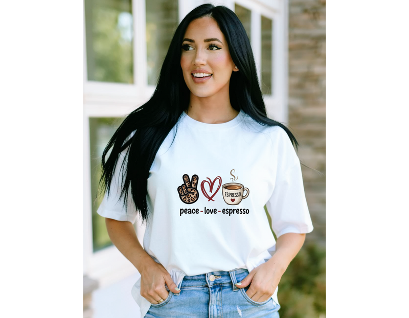 Peace Love Espresso  Graphic T-Shirt
