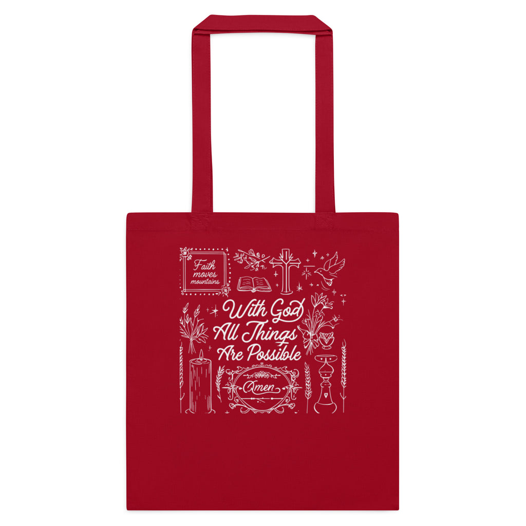 Faith inspired tote-bags With God (pattern)