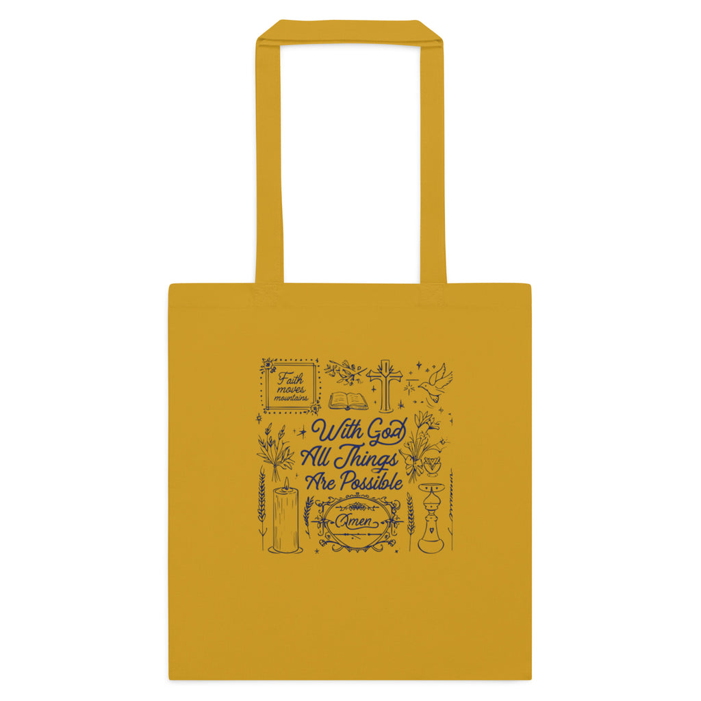 Faith inspired tote-bags With God (pattern)
