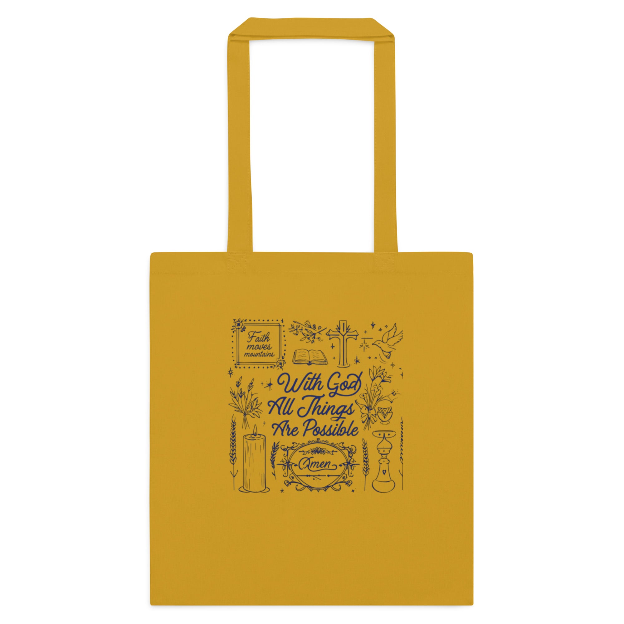 Faith inspired tote-bags With God (pattern)