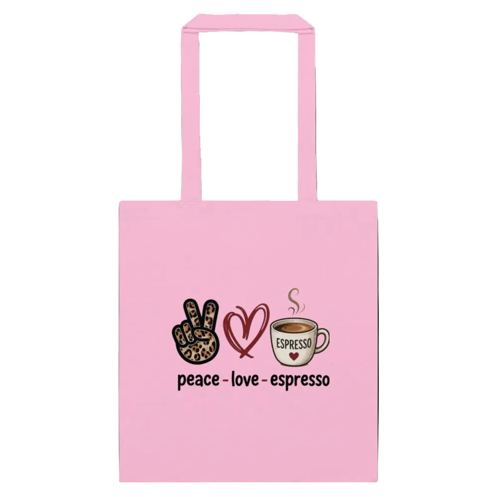 Cotton color tote bag-peace love espresso