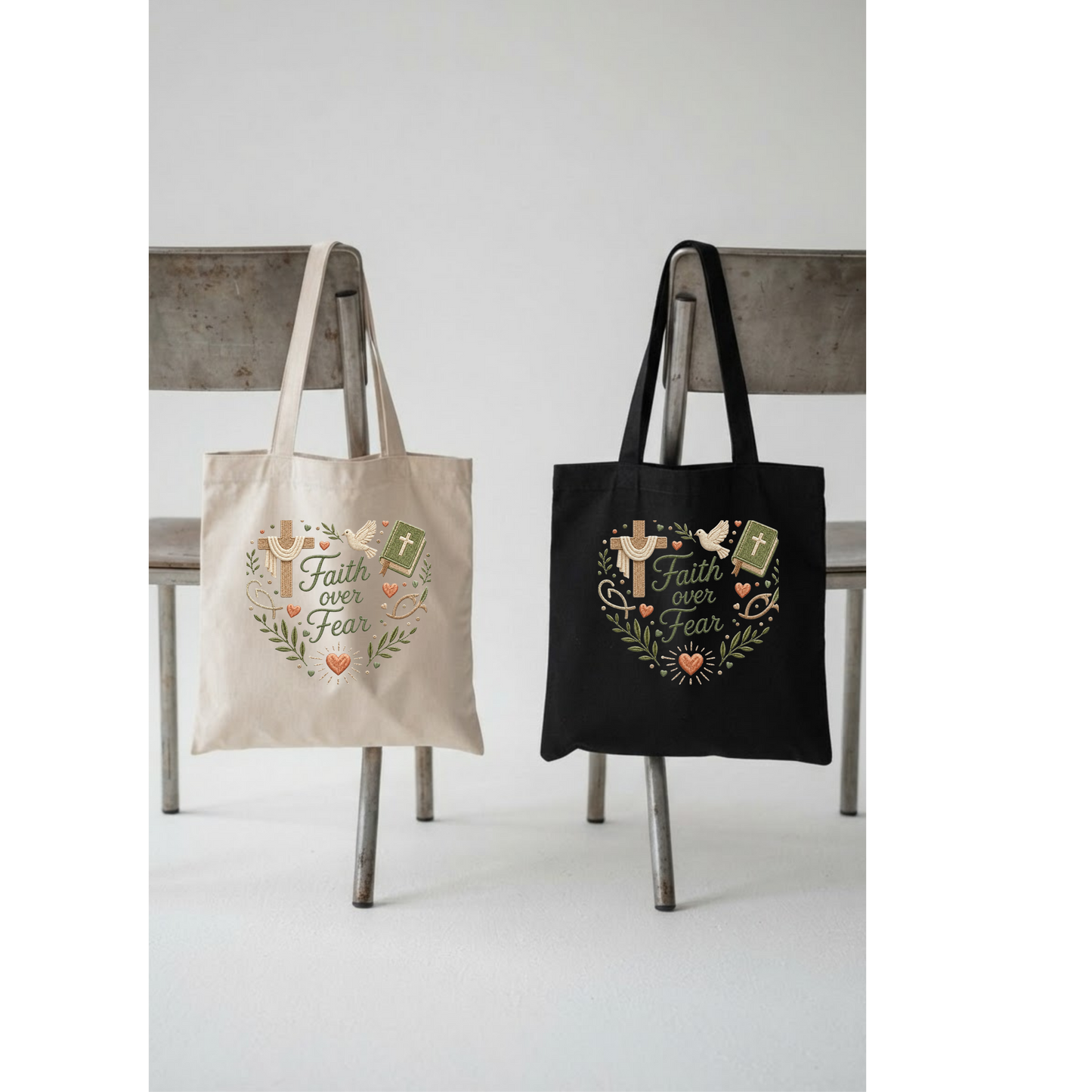 Cotton color tote bag- Faith Over Fear