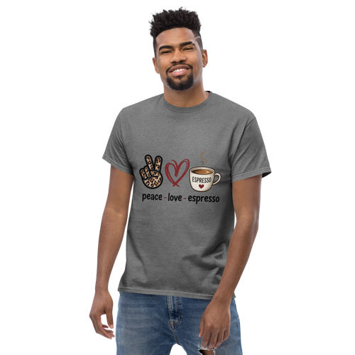 Unisex classic tee- peace, love, espresso